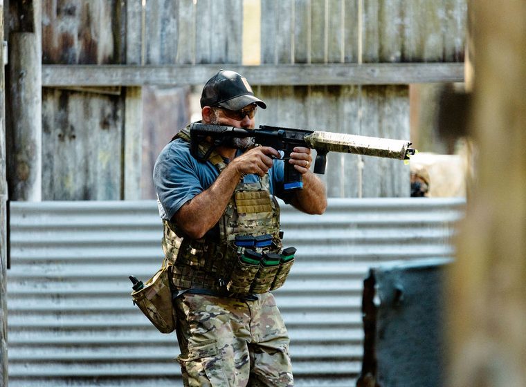 Advancing across the range in full gear