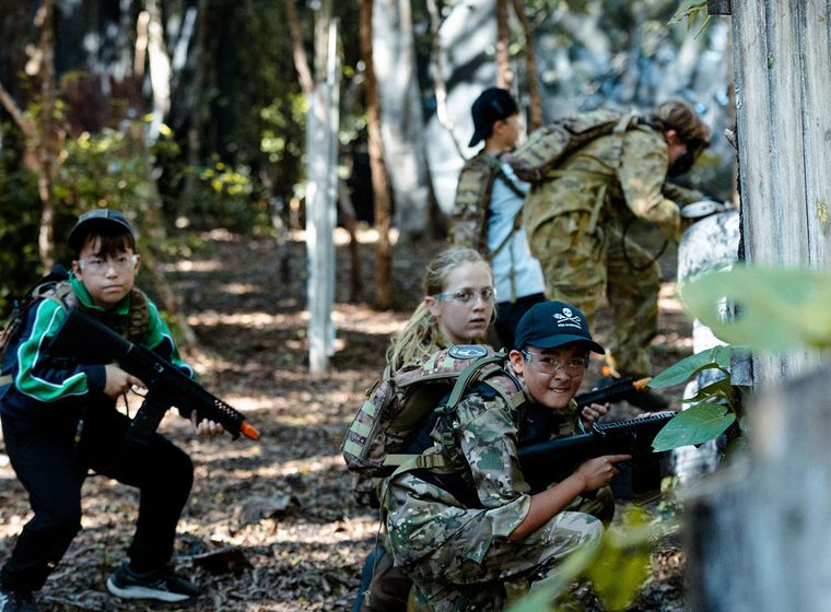 Players moving through the open ground between forts