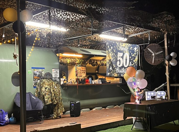 The aircraft fitted out as a bar for a 50th birthday