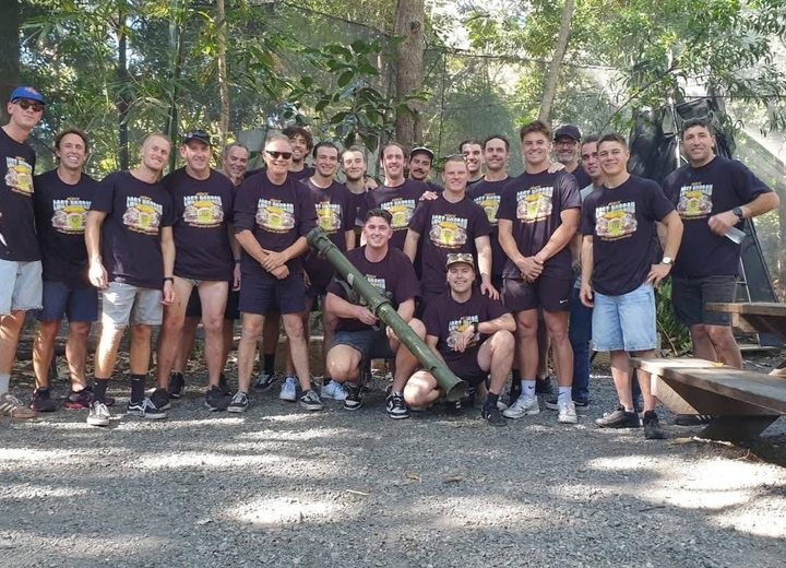 A corporate team at the end of their program